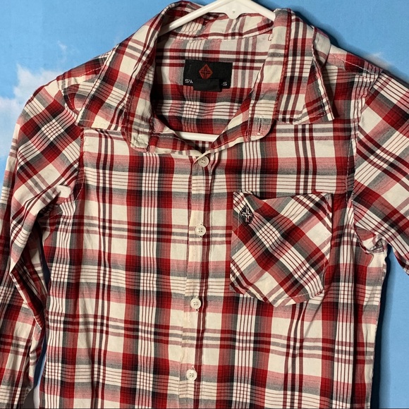 Swiss Cross- Red & Black Plaid Button Up Shirt 6 - Picture 3 of 10